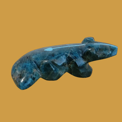 Beautiful Blue Apatite w/ Heartline Badger Zuni Fetish