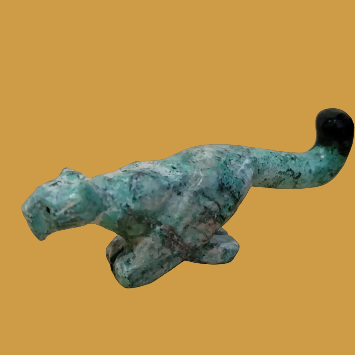 Cool African Turquoise Mountain Lion on the Run Zuni Fetish
