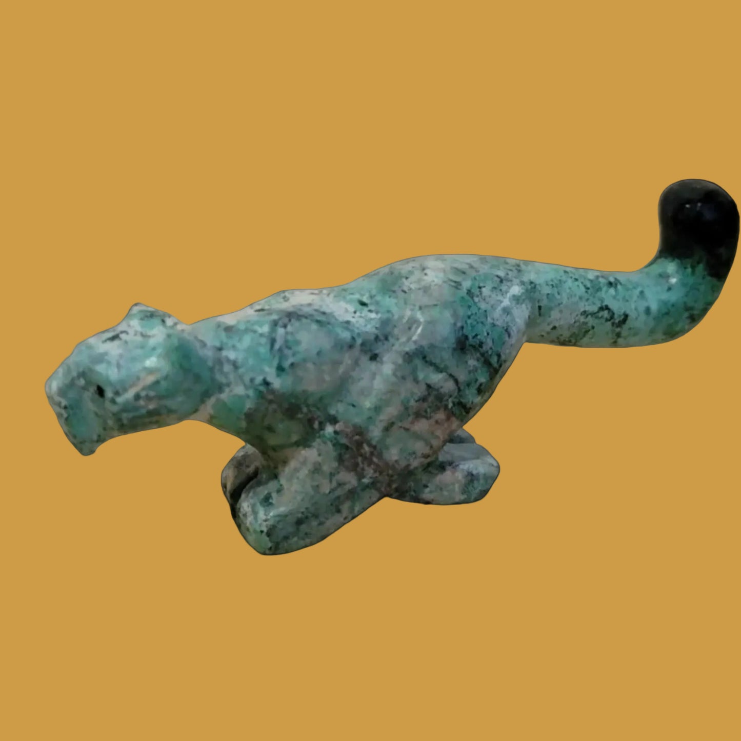 Cool African Turquoise Mountain Lion on the Run Zuni Fetish