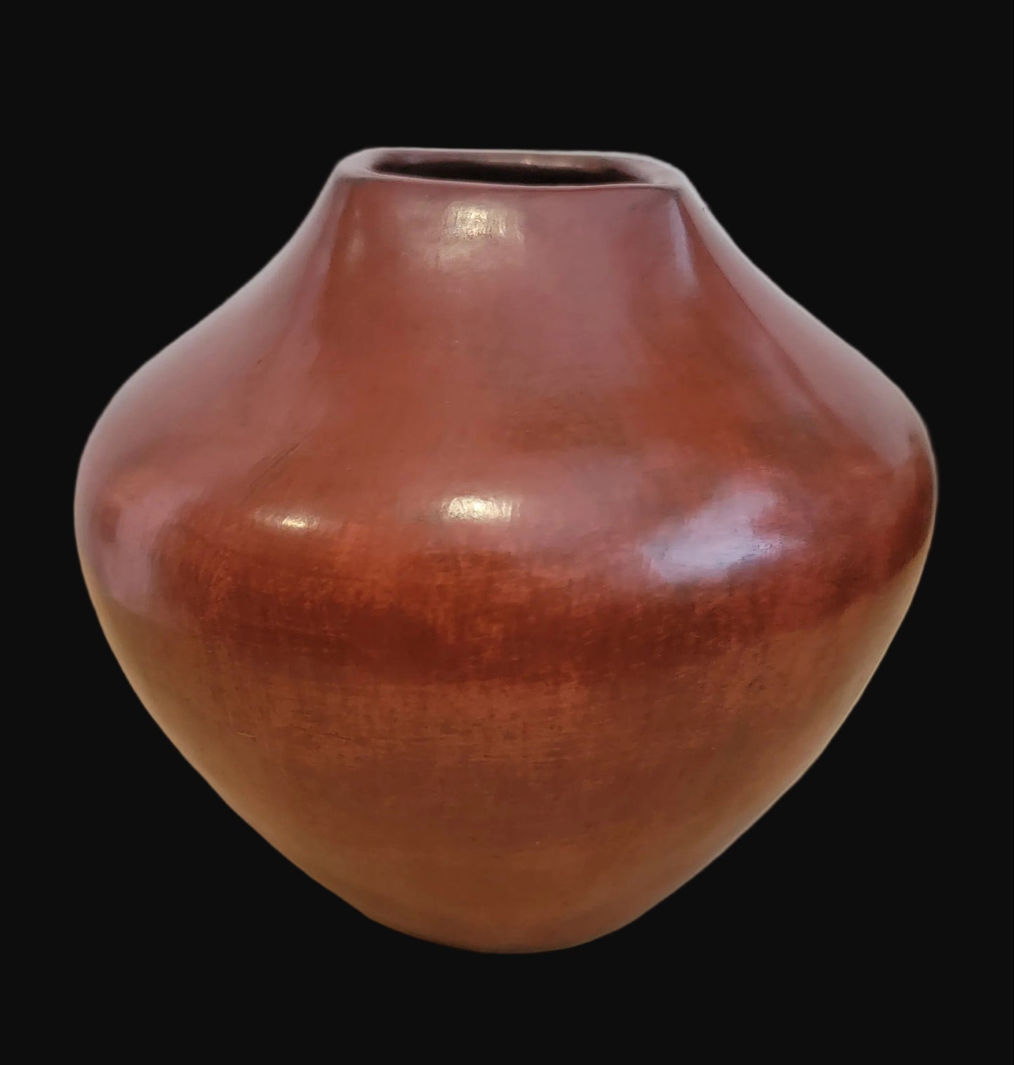 Elegant Navajo Redware Pottery Vase w/aquare Opening