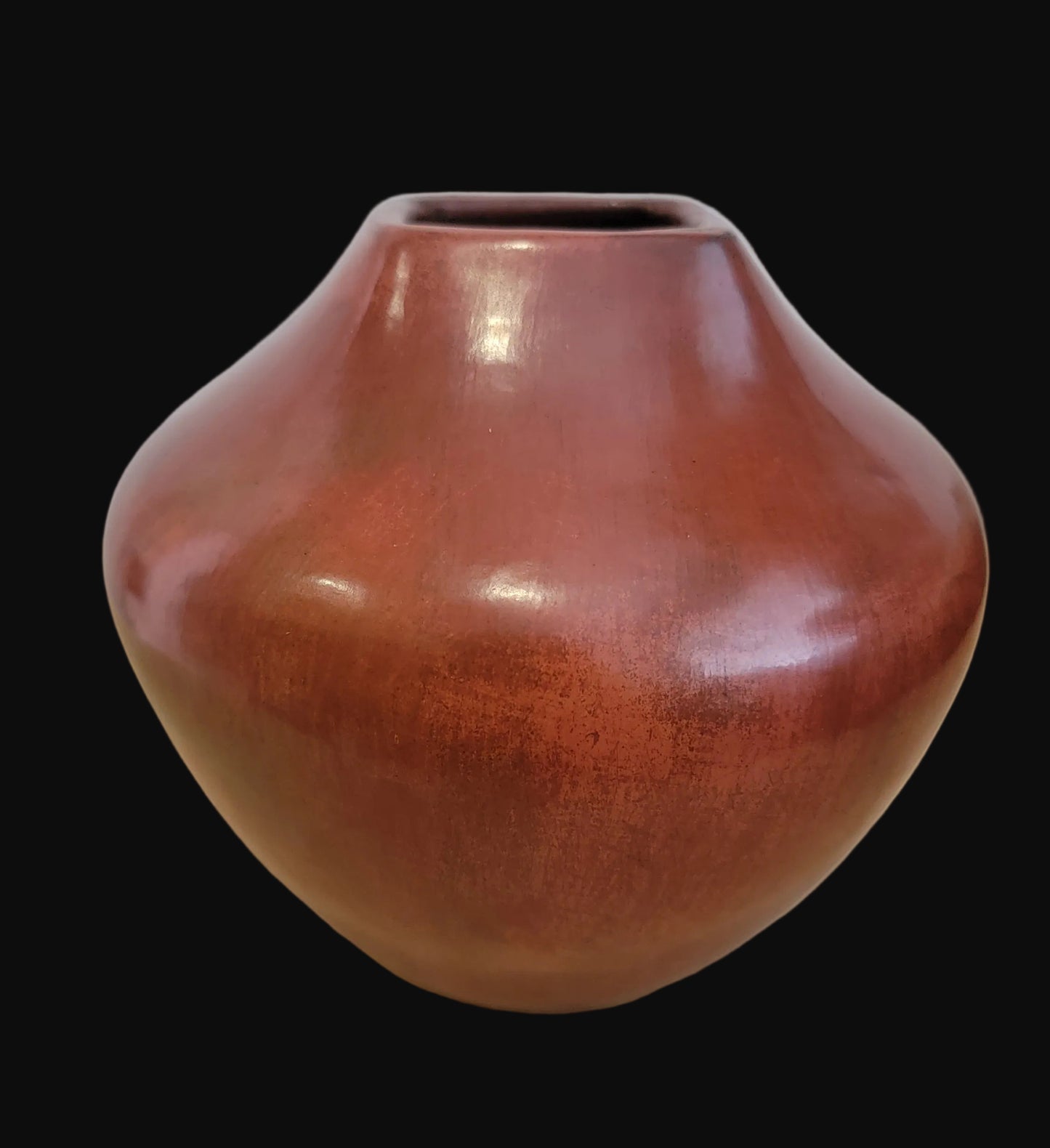 Elegant Navajo Redware Pottery Vase w/aquare Opening