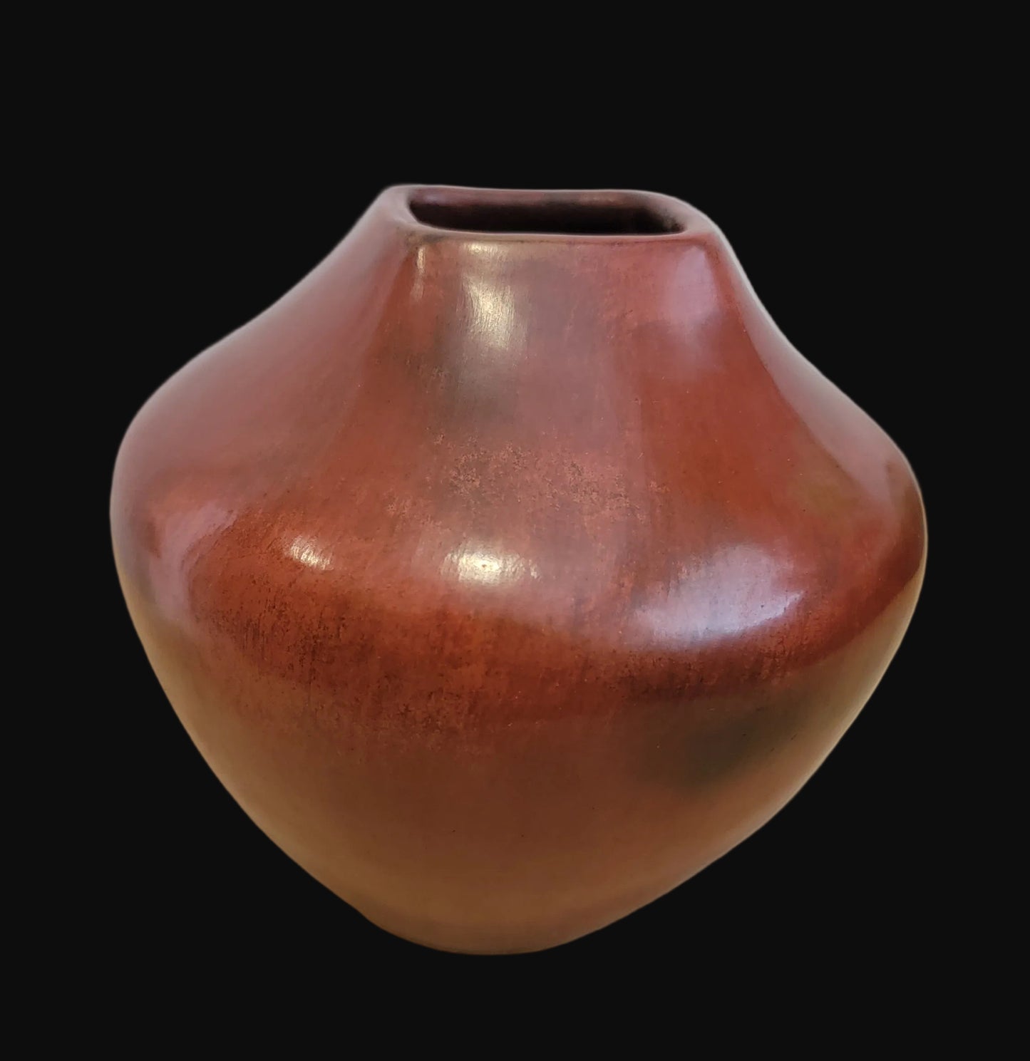 Elegant Navajo Redware Pottery Vase w/aquare Opening