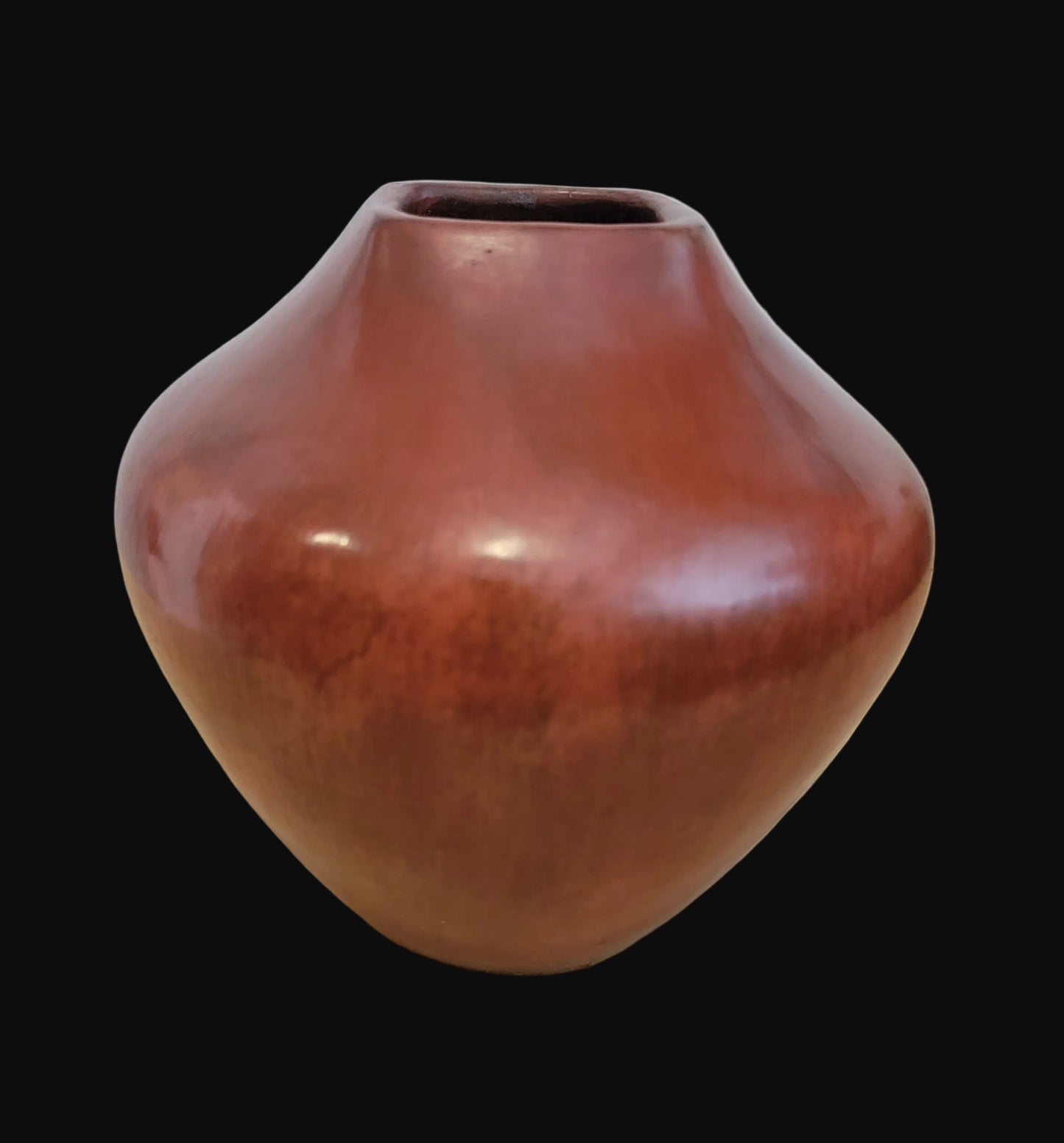 Elegant Navajo Redware Pottery Vase w/aquare Opening
