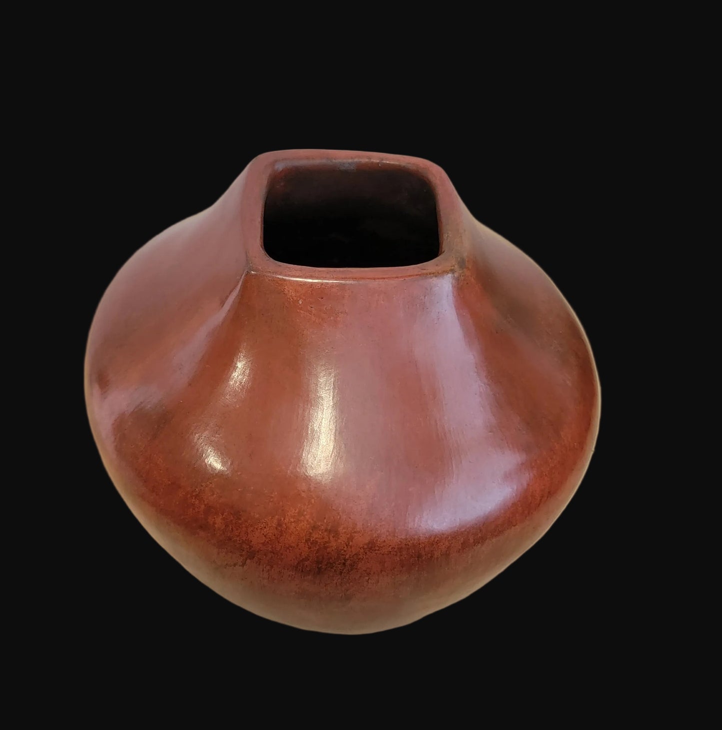Elegant Navajo Redware Pottery Vase w/aquare Opening