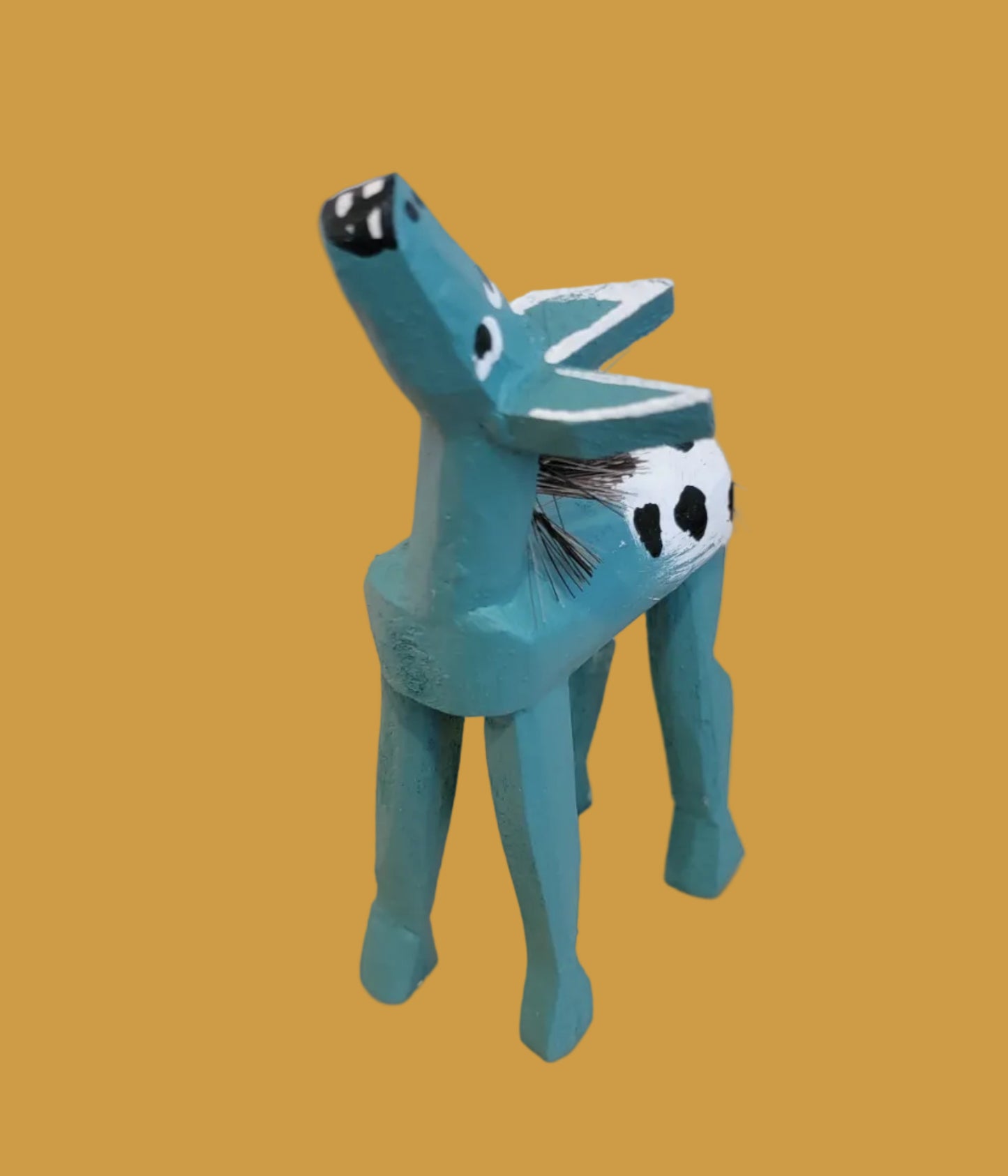 Turquoise Wooden Carved Navajo Folk Art Appaloosa Horse
