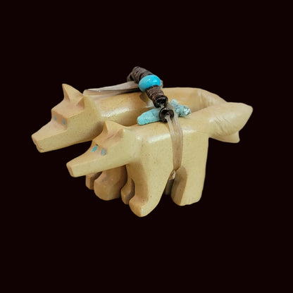 Double Jasper Wolves Zuni Fetish