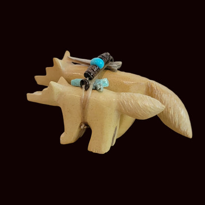 Double Jasper Wolves Zuni Fetish