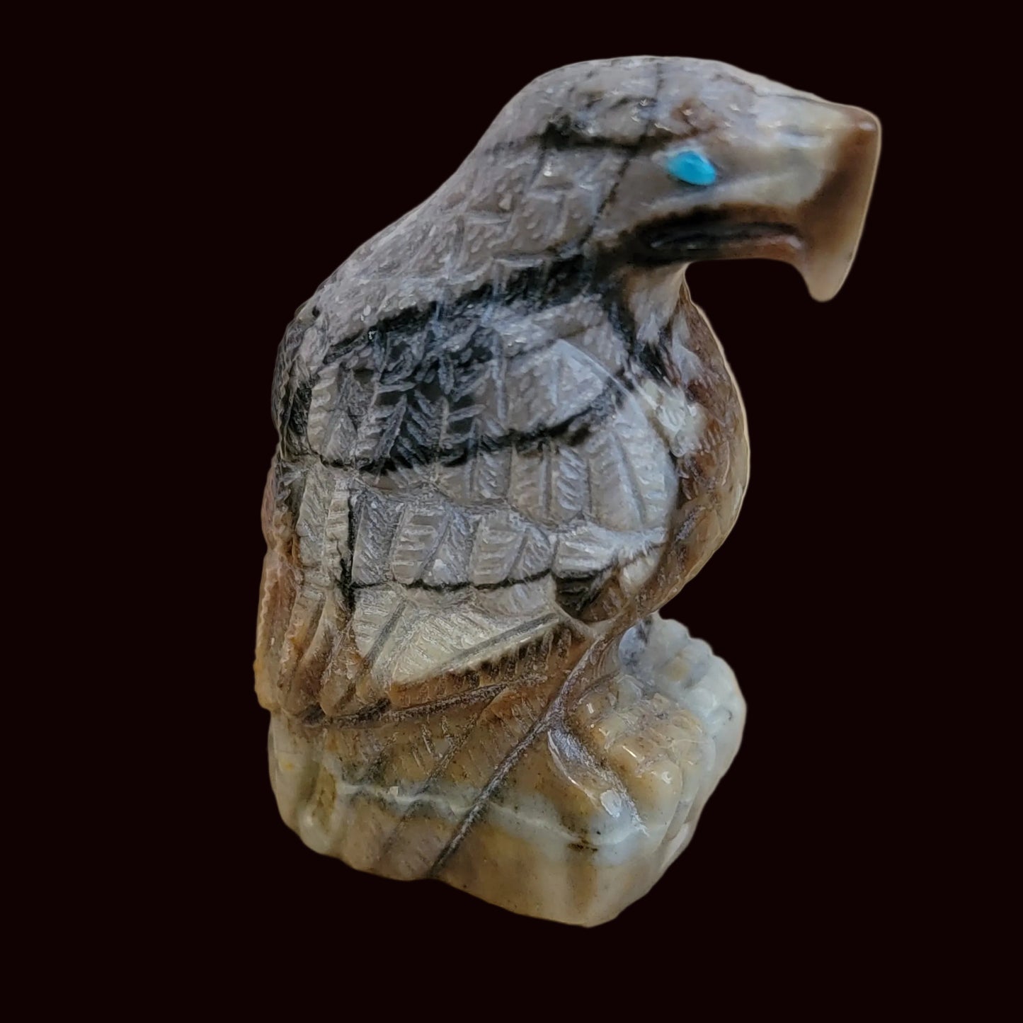 Powerful Picasso Marble Eagle Messenger Zuni Fetish