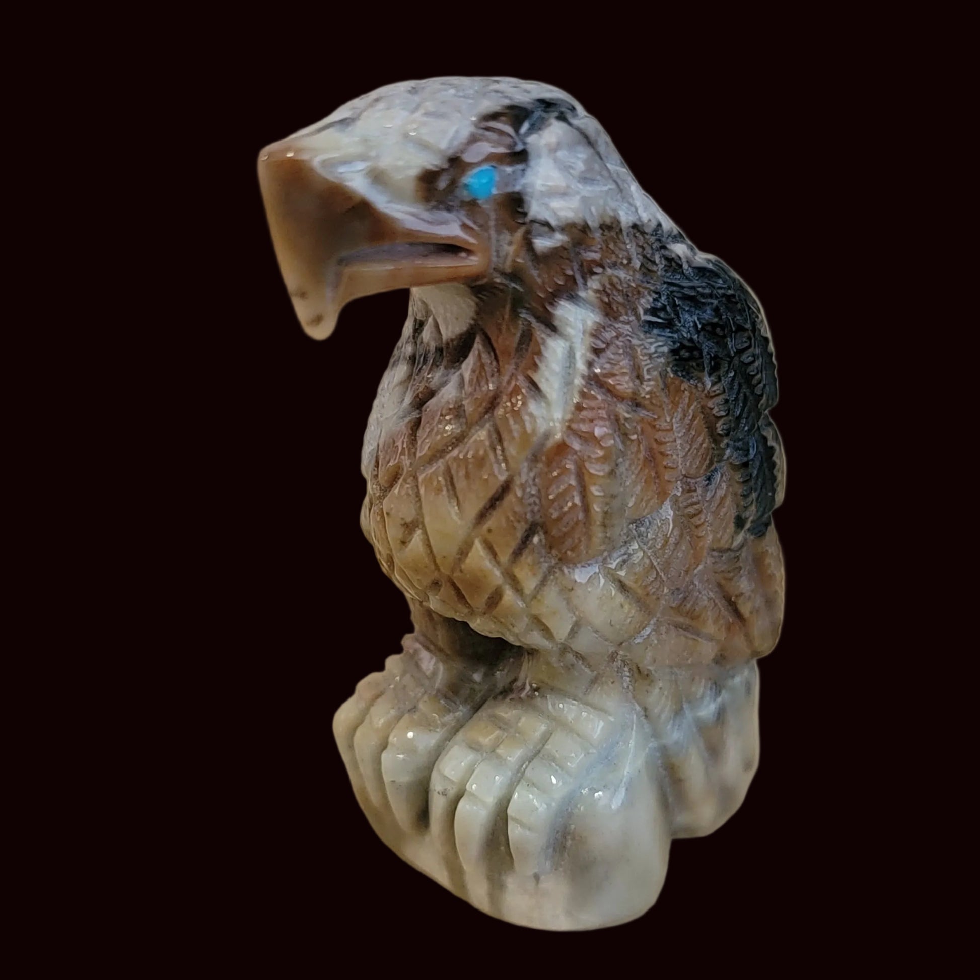 Powerful Picasso Marble Eagle Messenger Zuni Fetish
