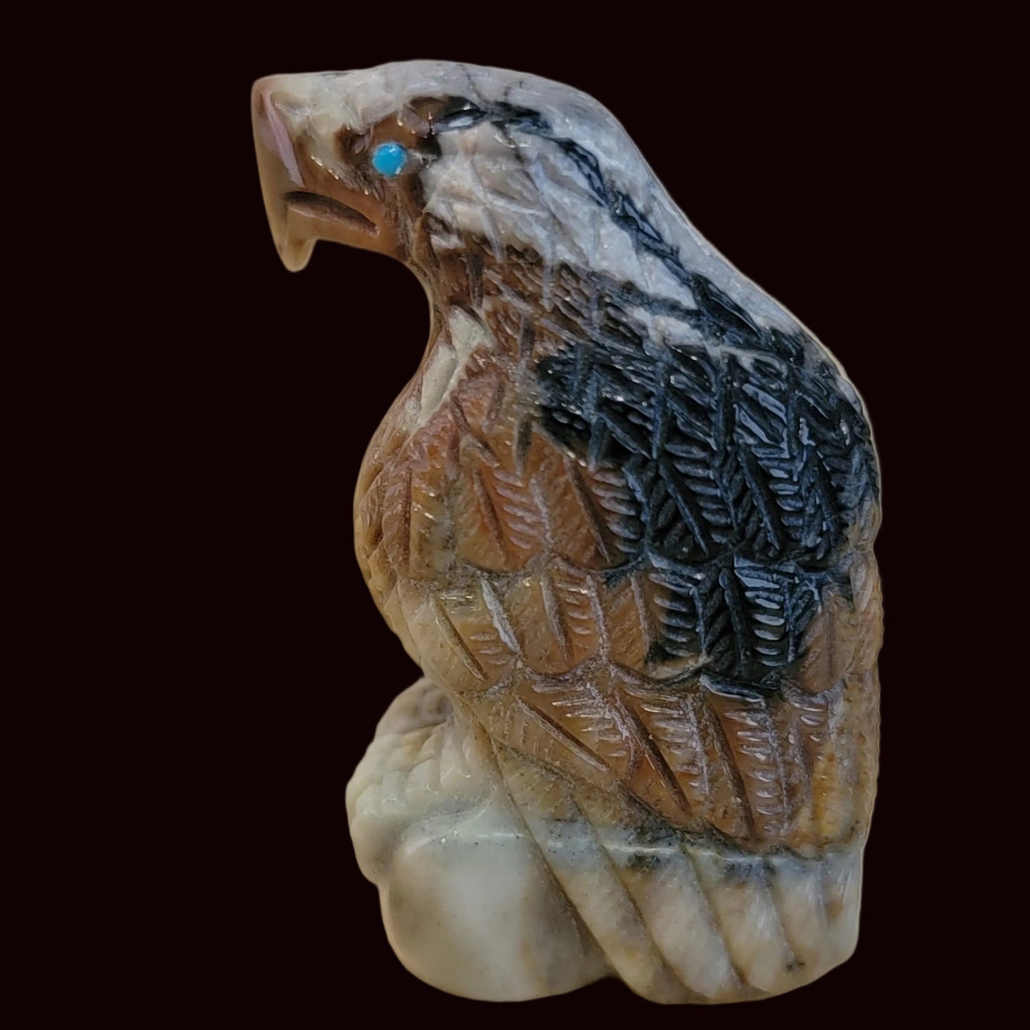 Powerful Picasso Marble Eagle Messenger Zuni Fetish