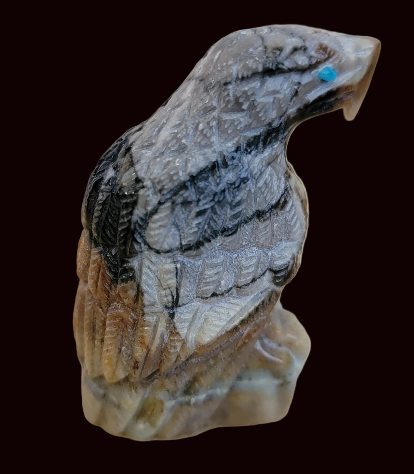 Powerful Picasso Marble Eagle Messenger Zuni Fetish
