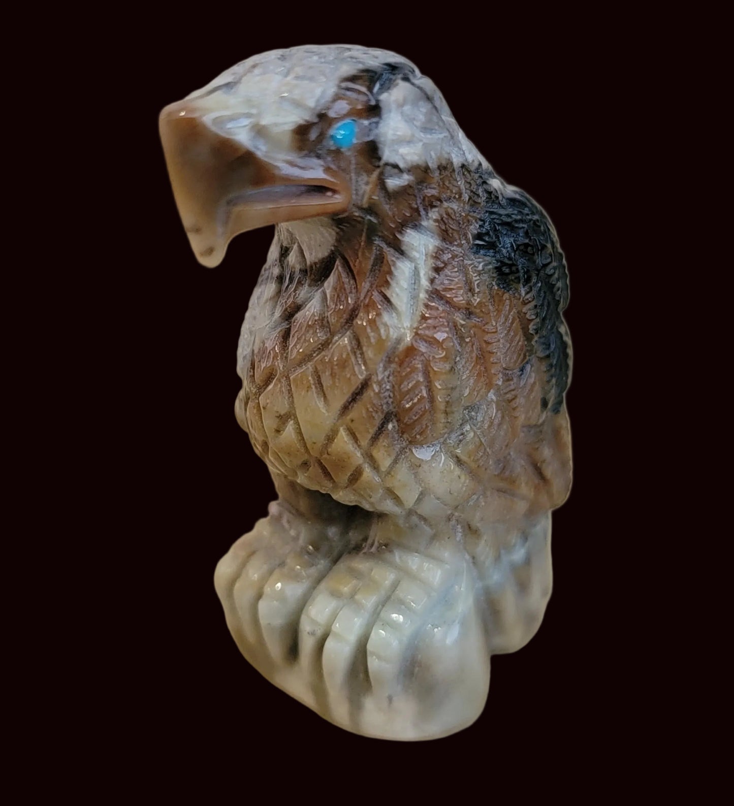 Powerful Picasso Marble Eagle Messenger Zuni Fetish