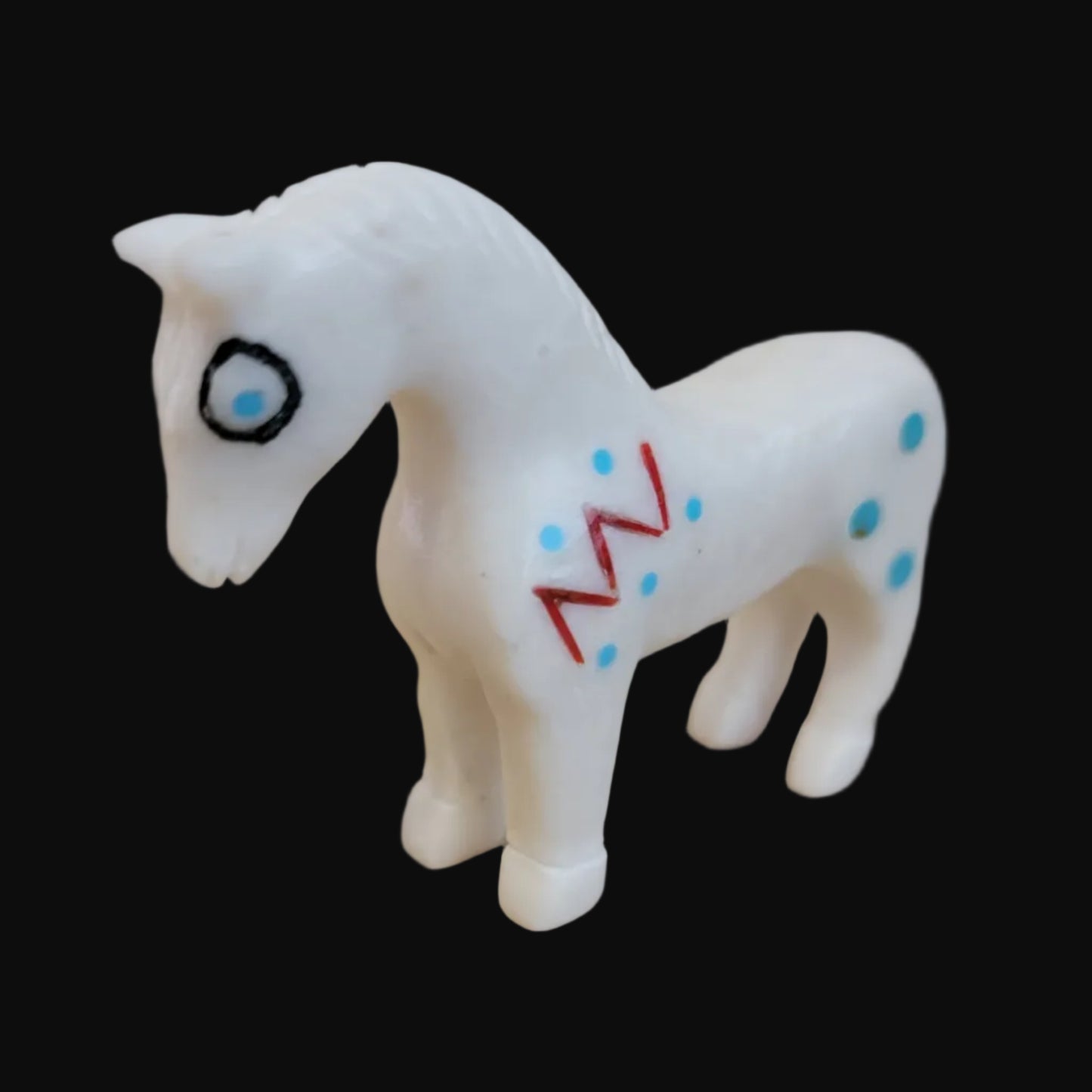 Beautiful Alabaster Horse w/Interesting Inlay Zuni Fetish