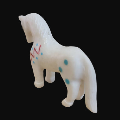 Beautiful Alabaster Horse w/Interesting Inlay Zuni Fetish