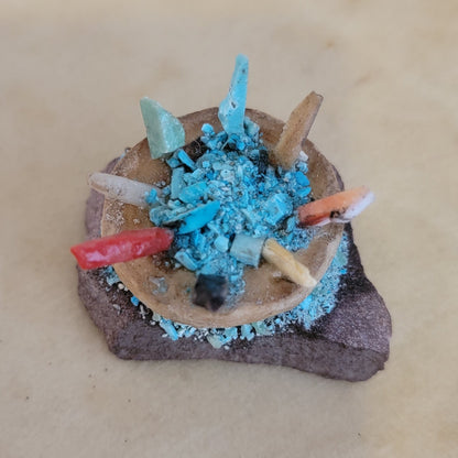 Cedar Bowl Filled with Prayer Sticks Zuni Fetish