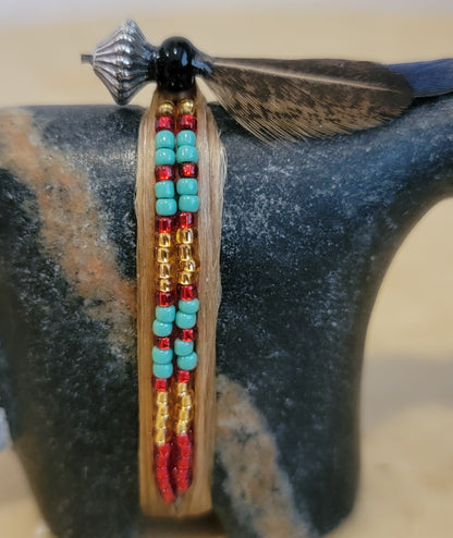 Picasso Marble Navajo Horse/Pony w/ Seed Bead Wrap Zuni Fetish