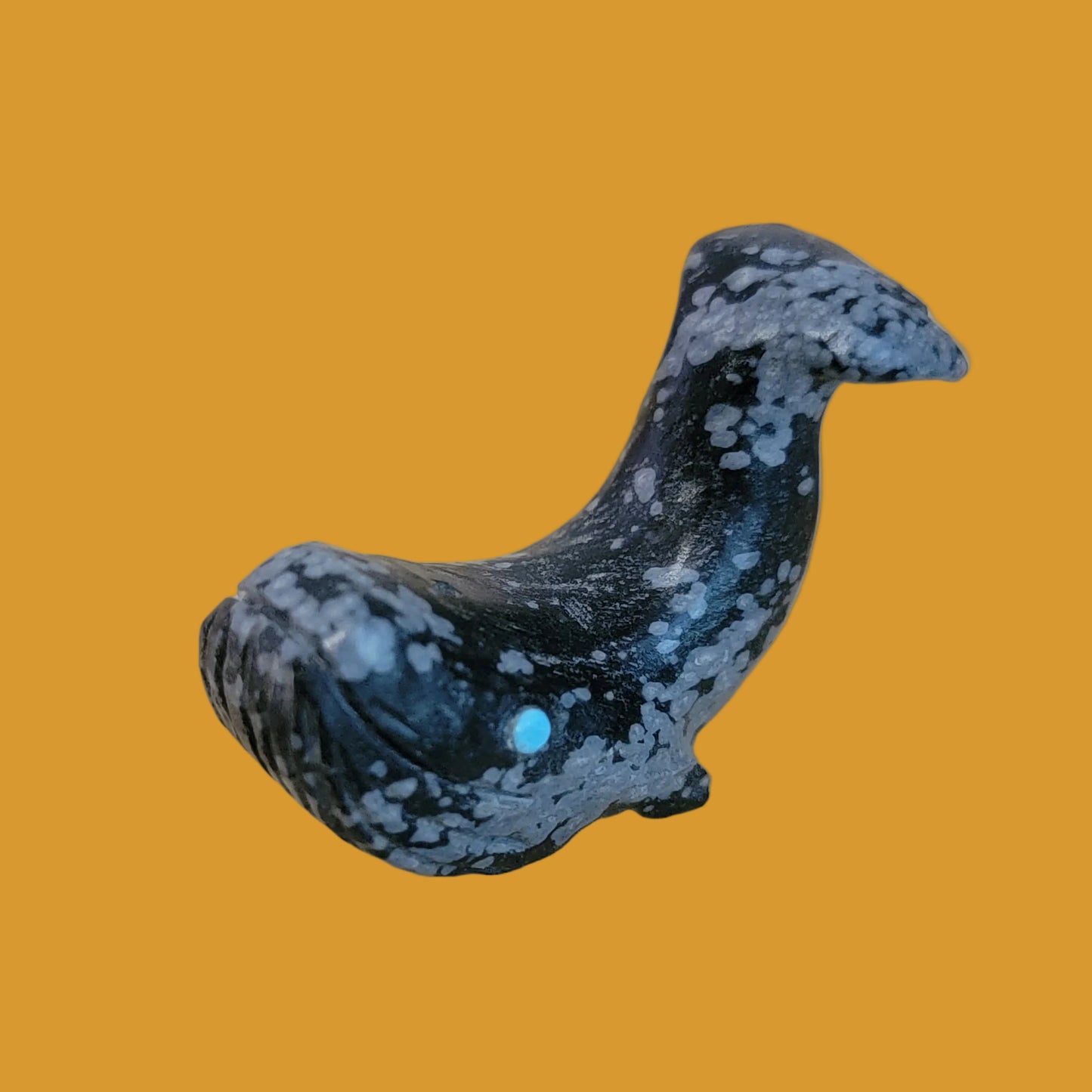 Snowflake Obsidian Grey Whale Zuni Fetish