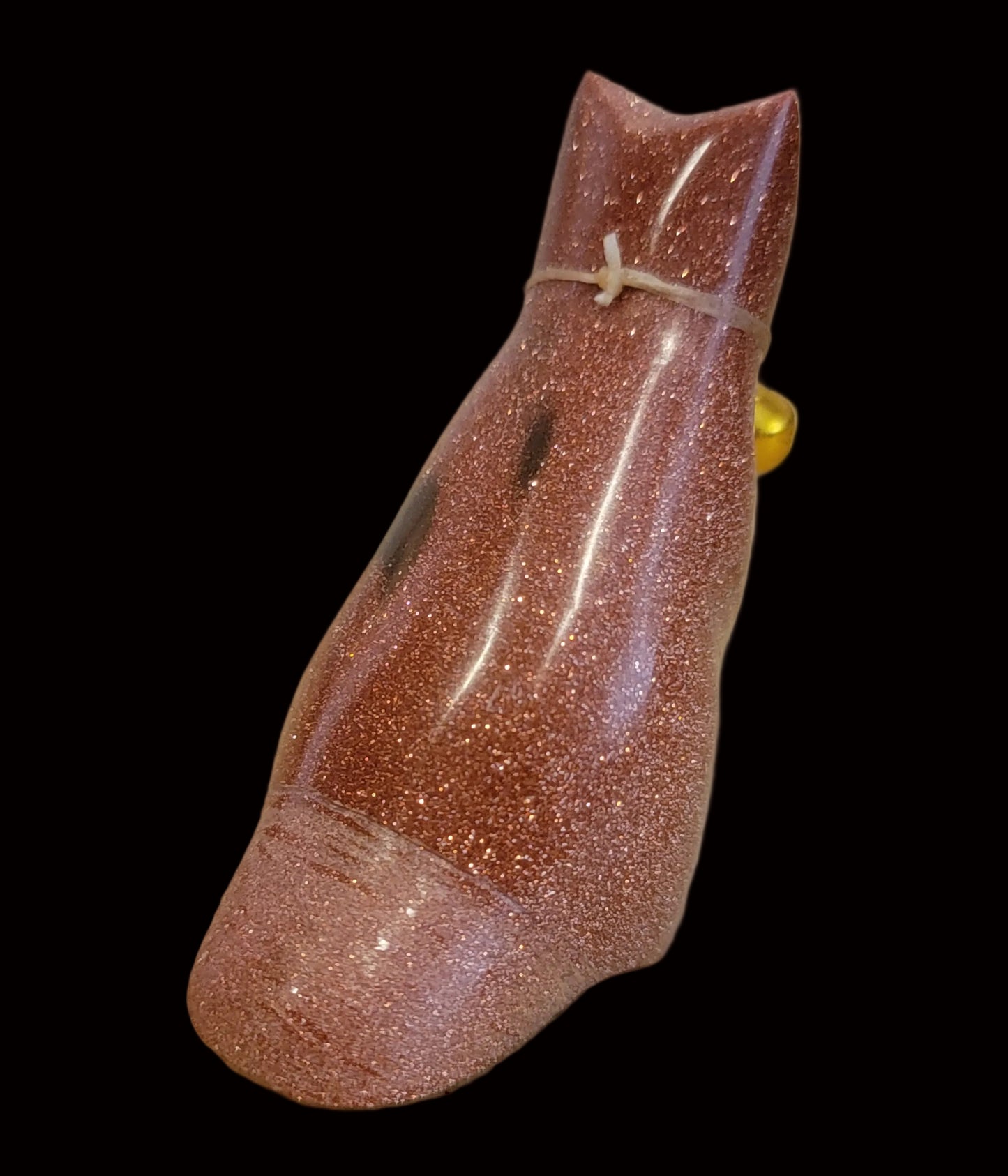 Goldstone Kitty Cat w/ Bell Collar Zuni Fetish