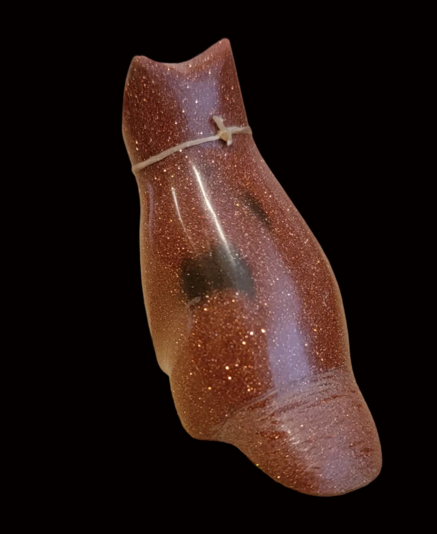 Goldstone Kitty Cat w/ Bell Collar Zuni Fetish