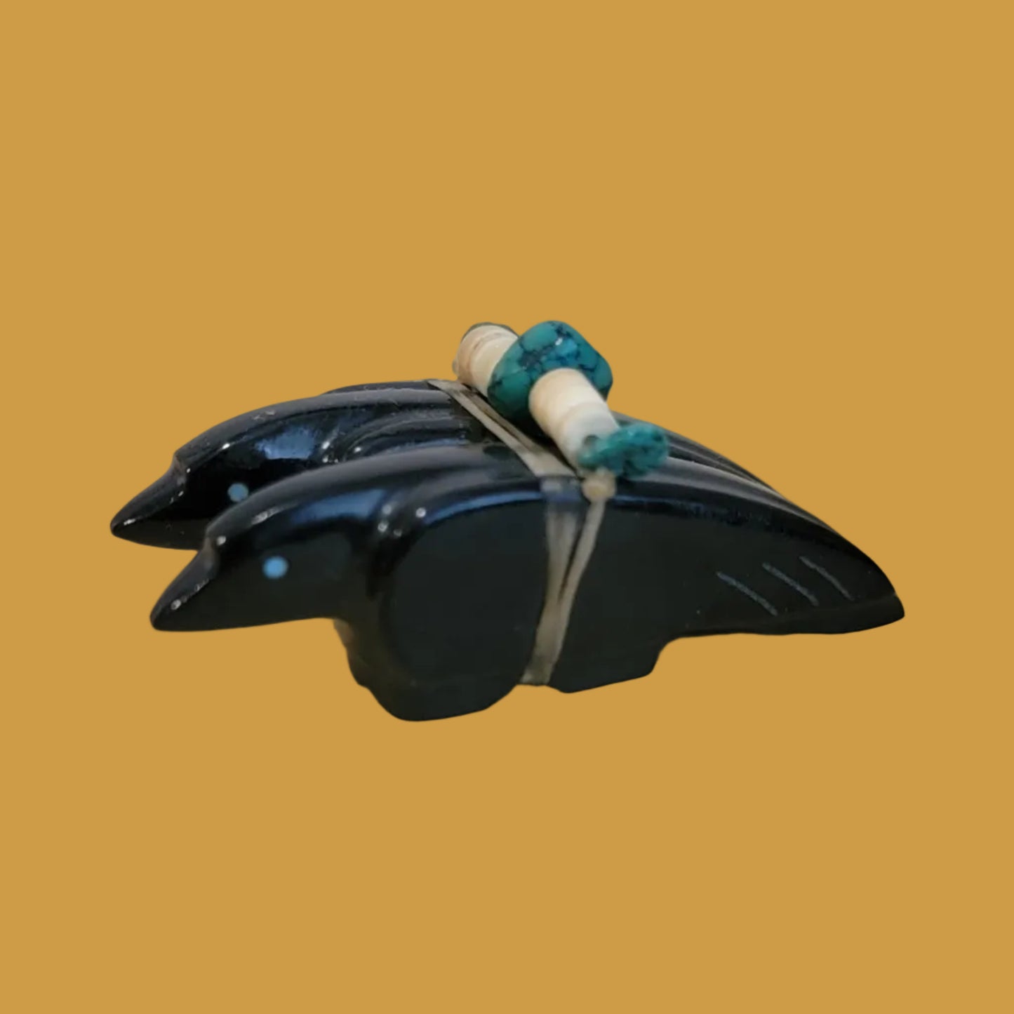 Double Marble Zuni Fetish Healing Ravens