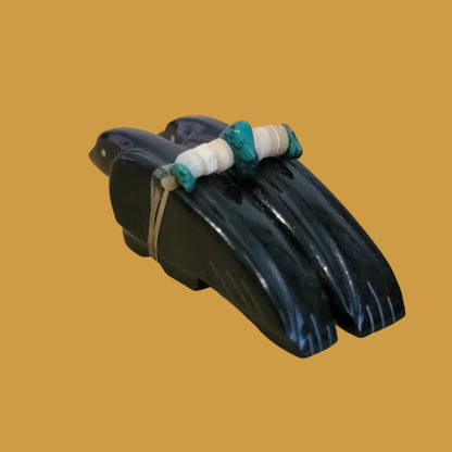 Double Marble Zuni Fetish Healing Ravens