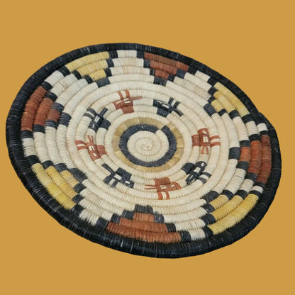 Hopi Tightly Coiled Antelope Plaque Basket/Indian Basket