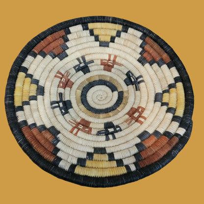 Hopi Tightly Coiled Antelope Plaque Basket/Indian Basket