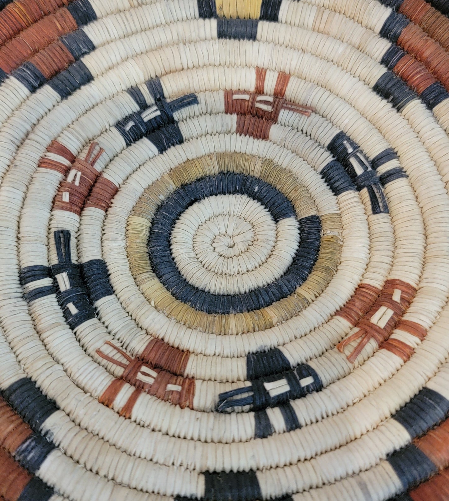 Hopi Tightly Coiled Antelope Plaque Basket/Indian Basket