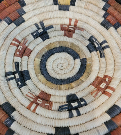 Hopi Tightly Coiled Antelope Plaque Basket/Indian Basket