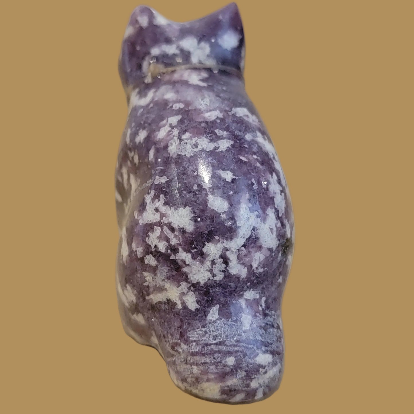 Lepidolite Kitty Cat w/Bell Collar Zuni Fetish