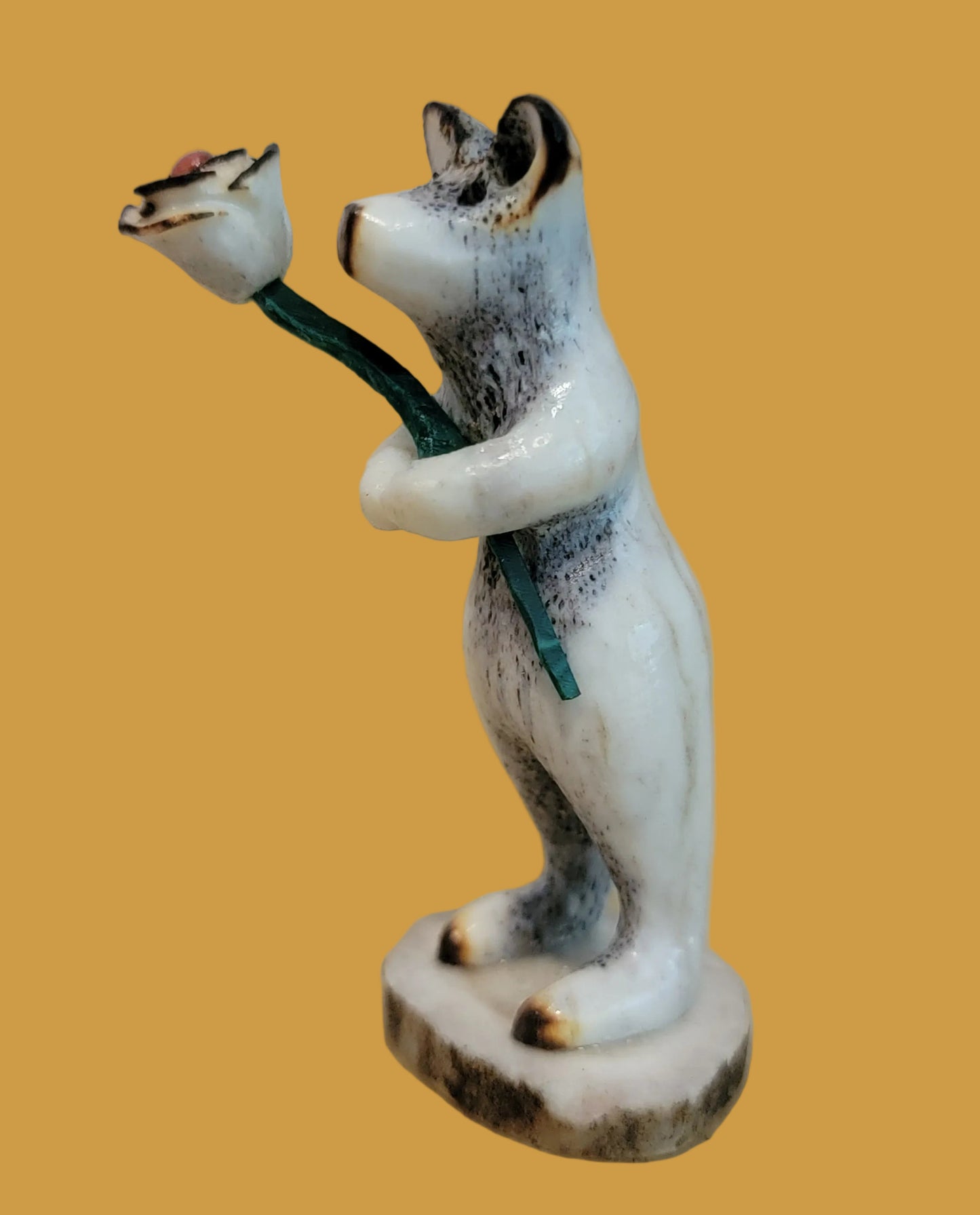 "I Can Buy Myself Flowers" Antler Bear w/Rose Zuni Fetish