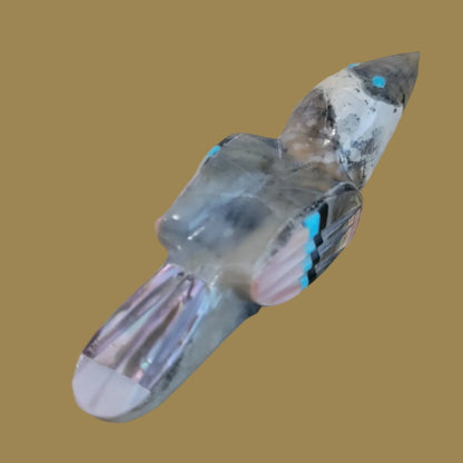 Picasso Marble Songbird w/ Inlay Zuni Fetish
