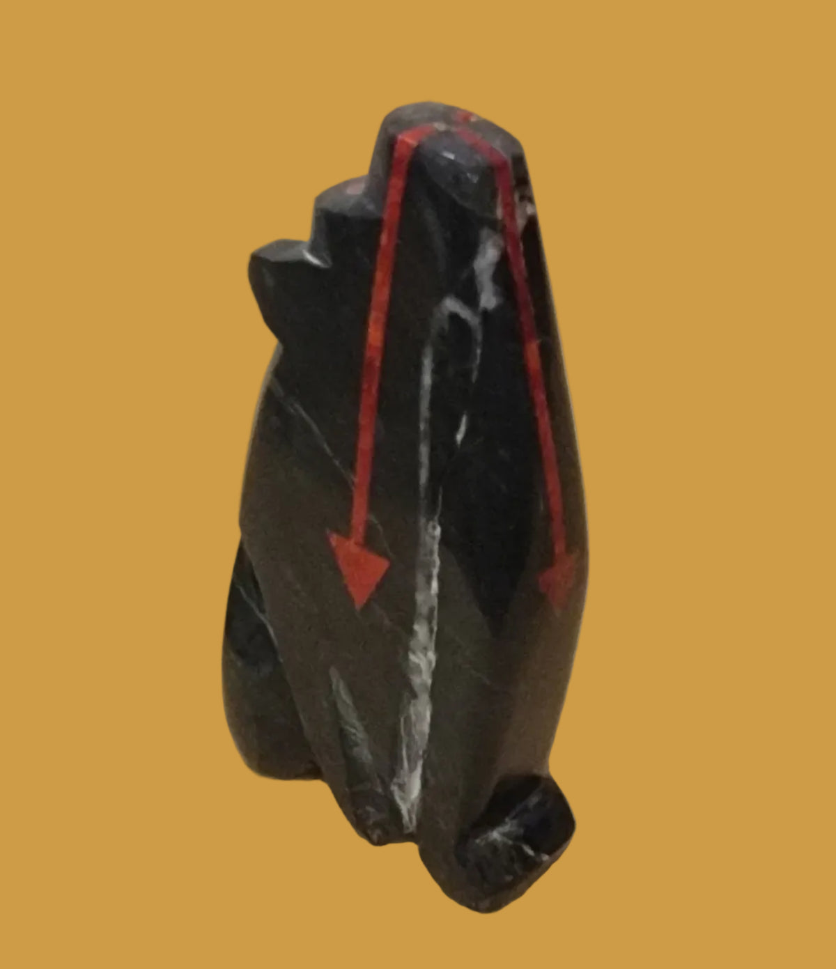 Triple Coral Heartlined Coyote Zuni Fetish