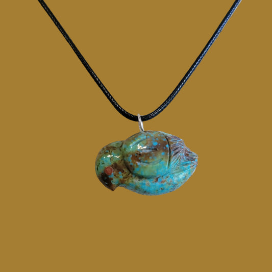 Beautiful Turquoise Messenger Bird Zuni Fetish Pendant Indian Jewelry