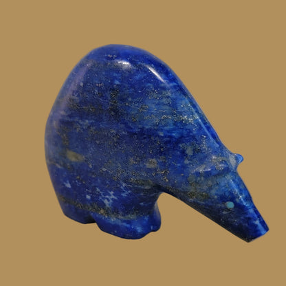 Rich Blue Lapis Long Necked Medicine Bear Zuni Fetish