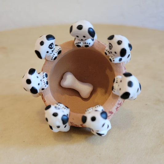 Anita Cajero Jemez Pueblo Dalmation Pups Friendship Bowl Pueblo Pottery