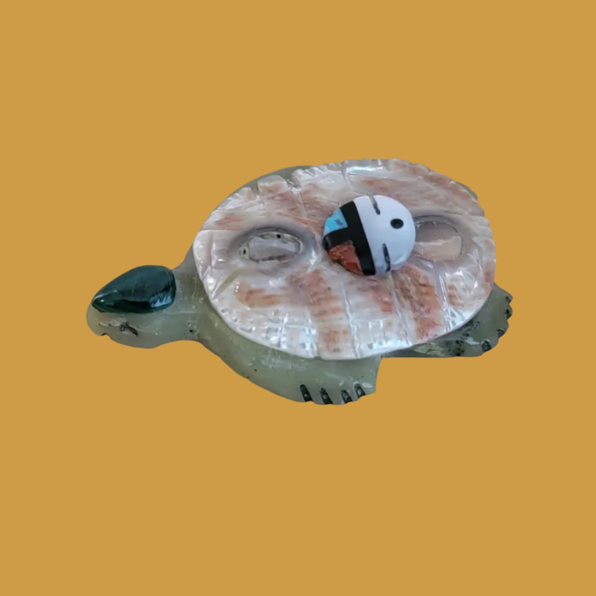 Beautiful Layered Turtle w/ Zuni Sun Zuni Fetish