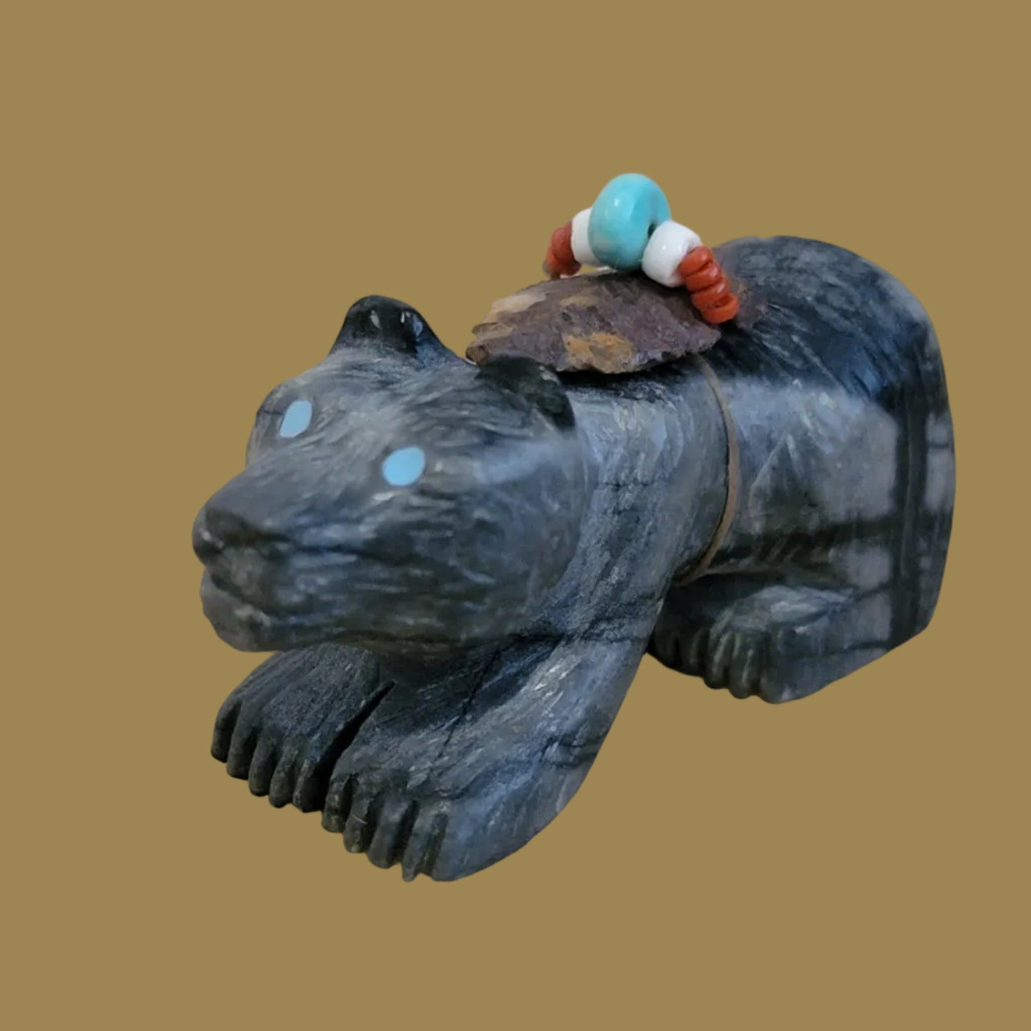 Picasso Marble Bear w/ Personality Zuni Fetish