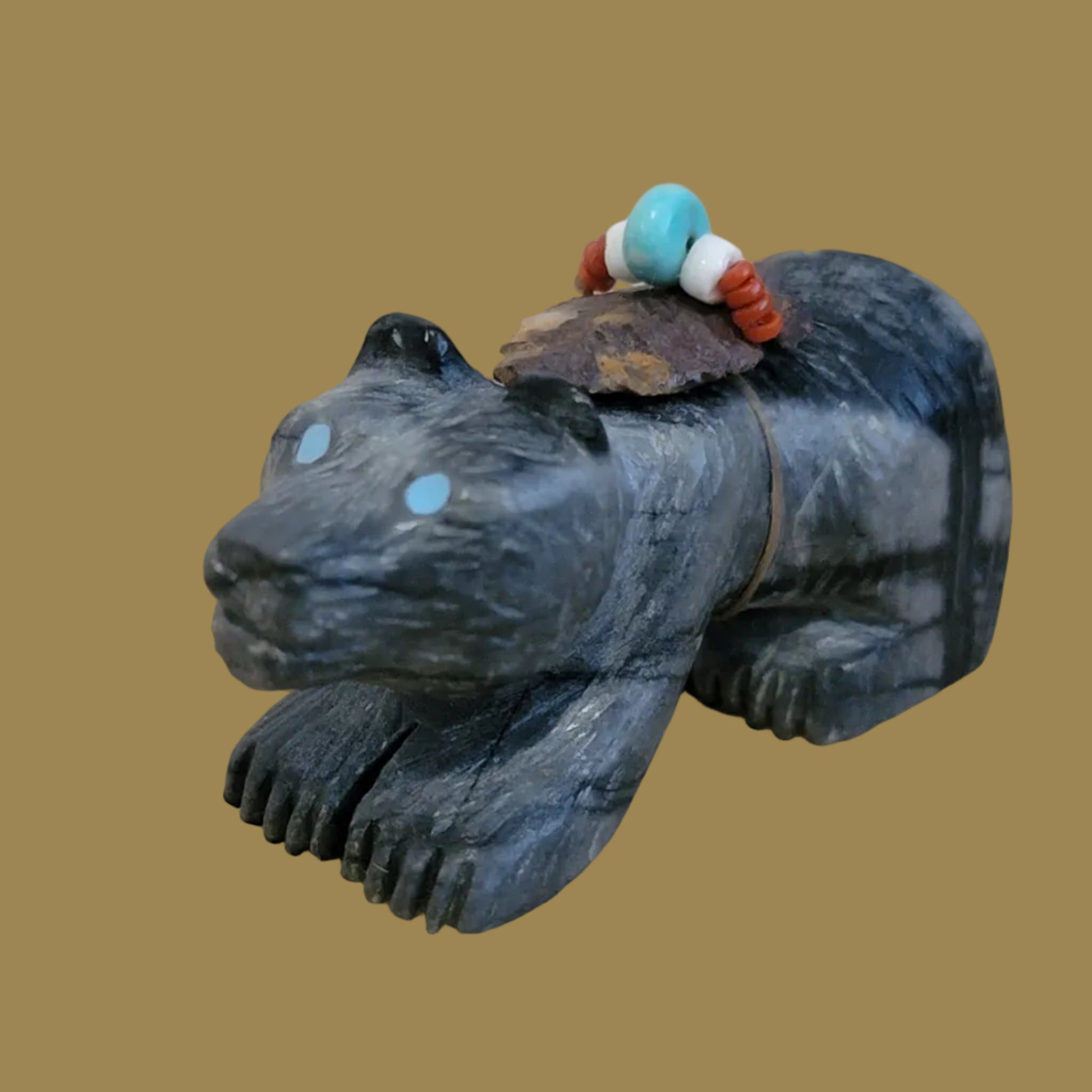 Picasso Marble Bear w/ Personality Zuni Fetish