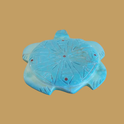 Turquoise Sea Tortoise w/Coral Appointments Zuni Fetish