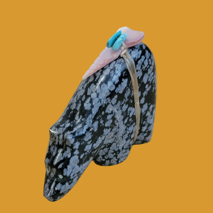 Snowflake Obsidian Medicine Bear Zuni Fetish