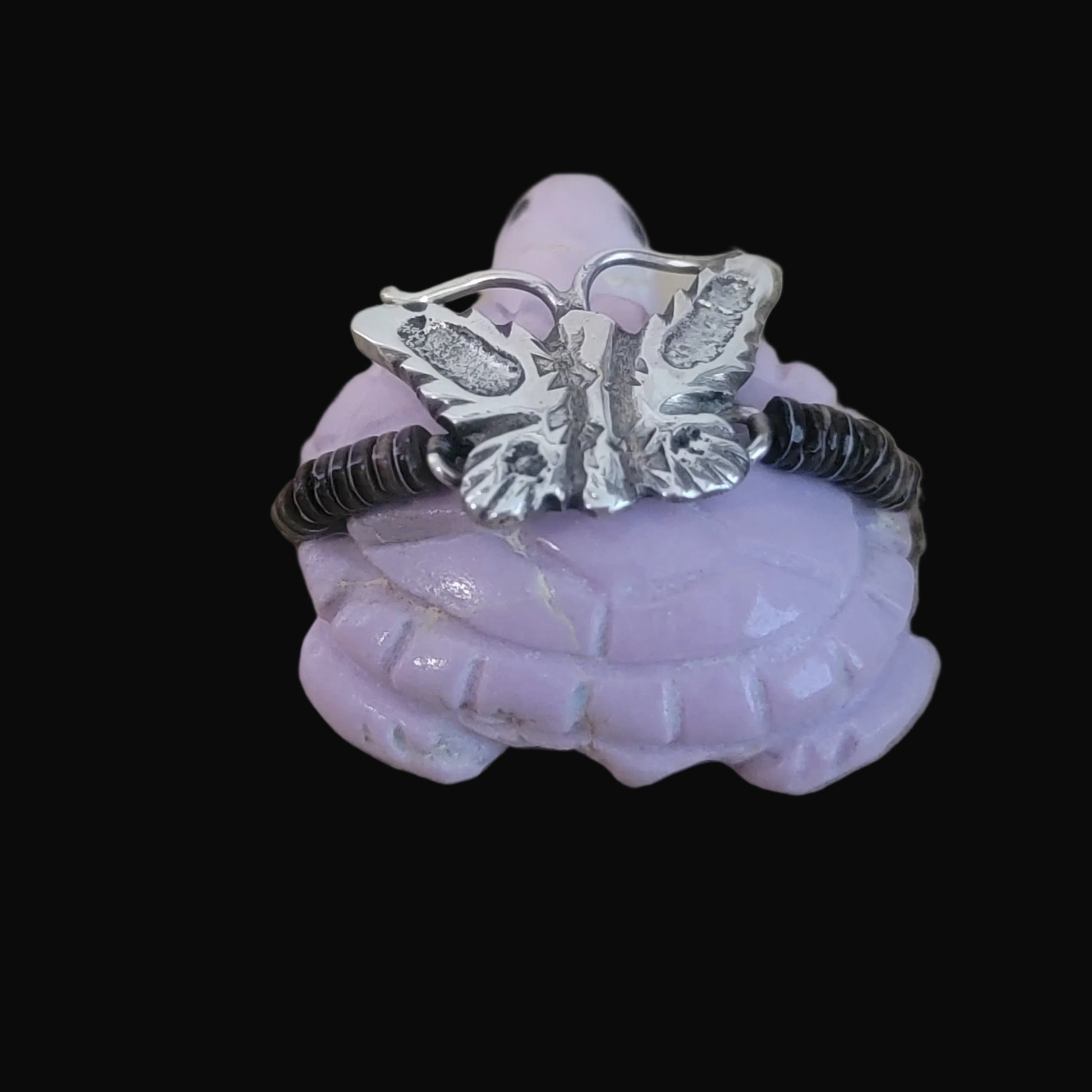 Darling Phosphosiderite Turtle w/ Sterling Silver Butterfly Zuni Fetish