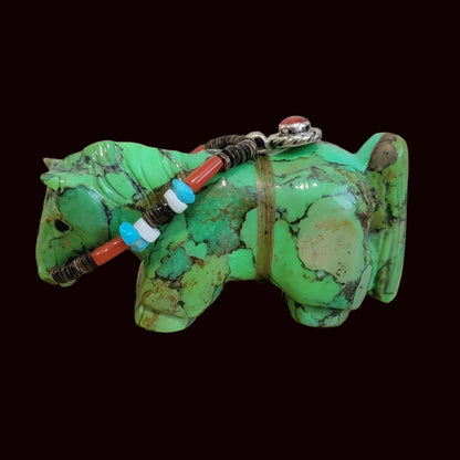 Gaspeite Healing Horse w/ Fancy Bridle Zuni Fetish