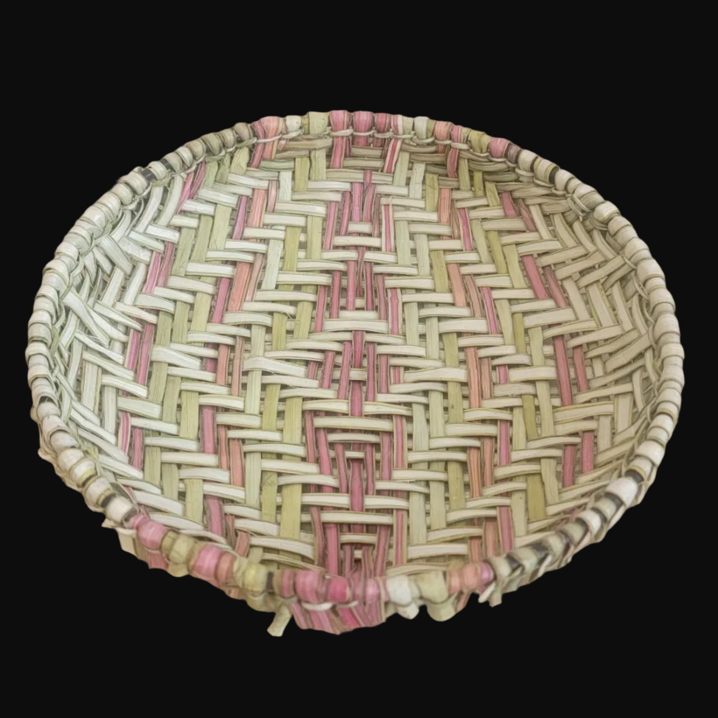 Bleached and Vegetable Dyed Traditional Yucca Hopi Sifter Basket Indian Baskets