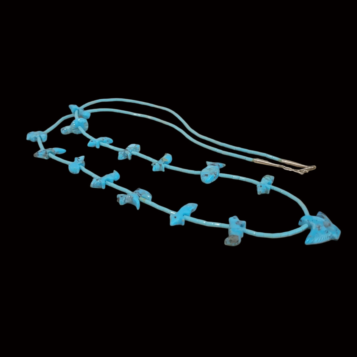 Fifteen Turquoise Cavings Navajo Zuni Fetish Necklace Indian Jewelry