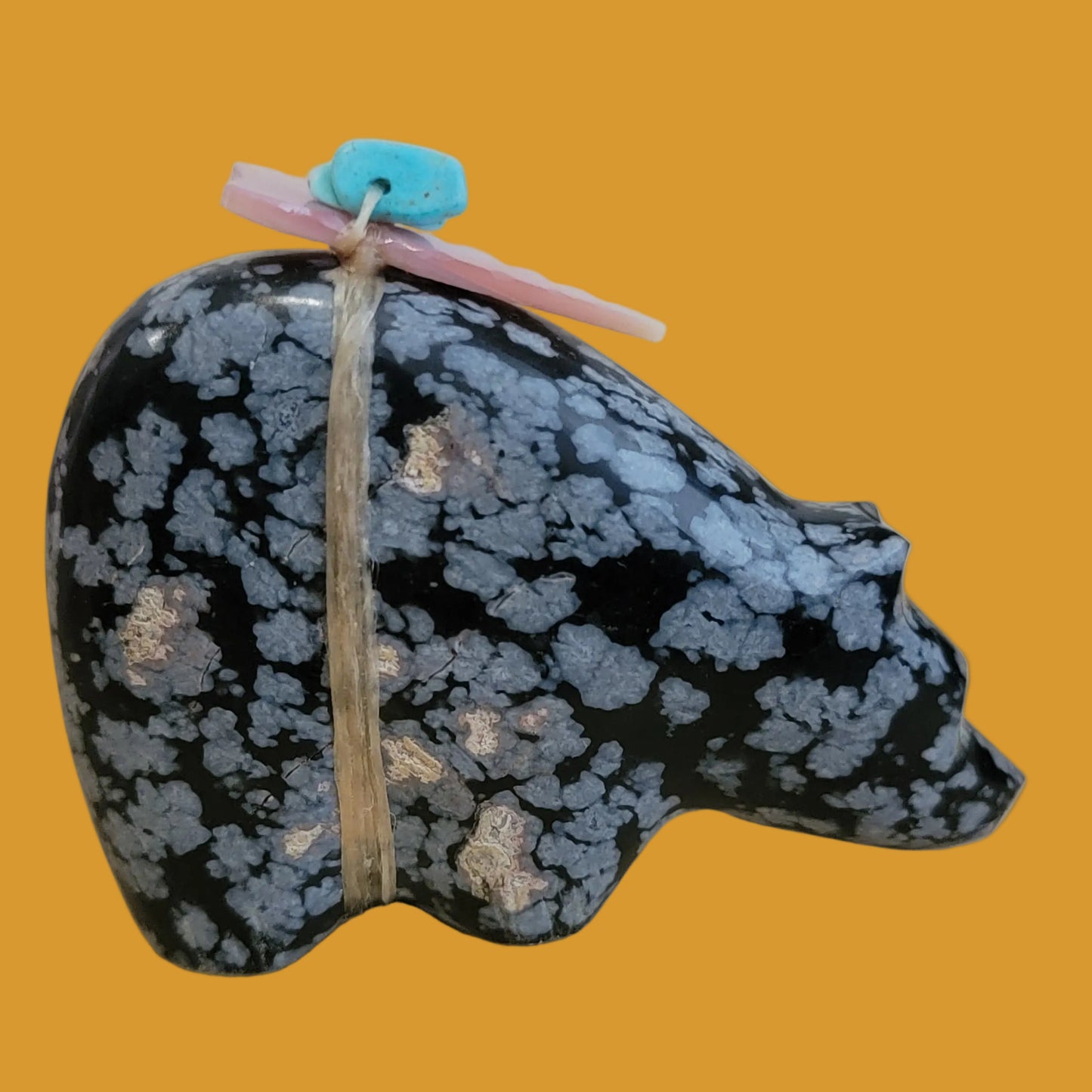 Snowflake Obsidian Medicine Bear Zuni Fetish