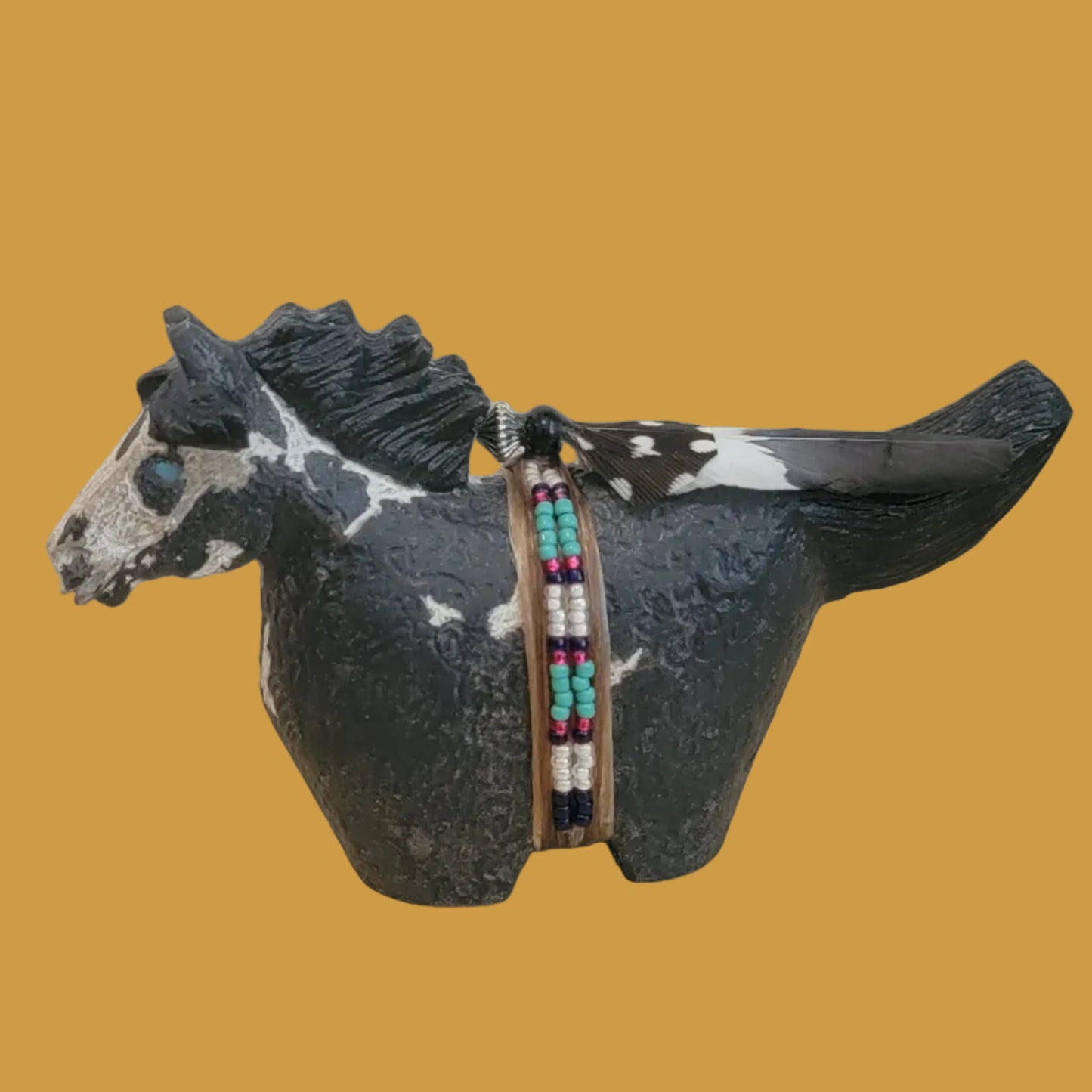 Beautiful Sandstone Navajo Painted Horse on the Run Zuni Fetish