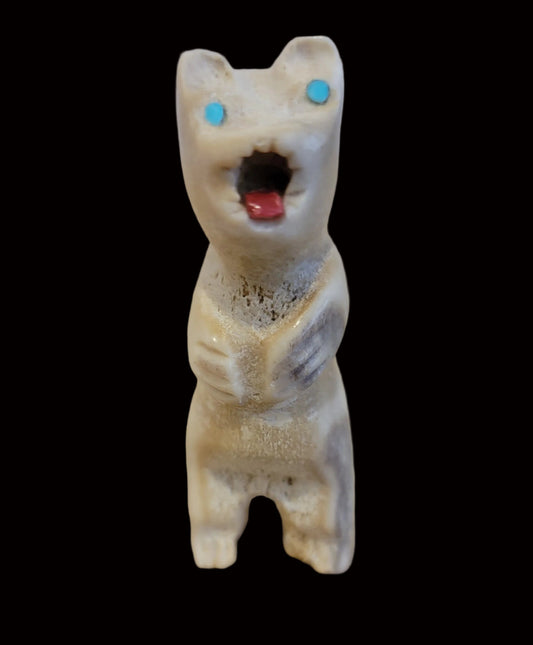 Standing Antler Bear w/ Sharp Teeth Zuni Fetish