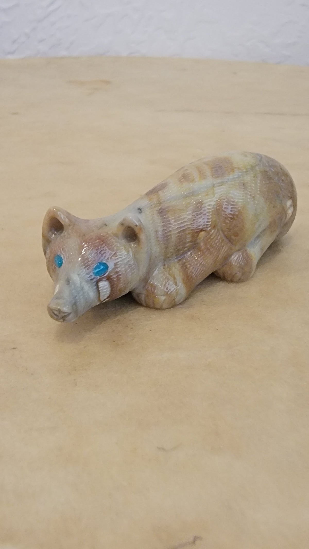 Picasso Marble Alert and Prowling Wolf Pup Zuni Fetish