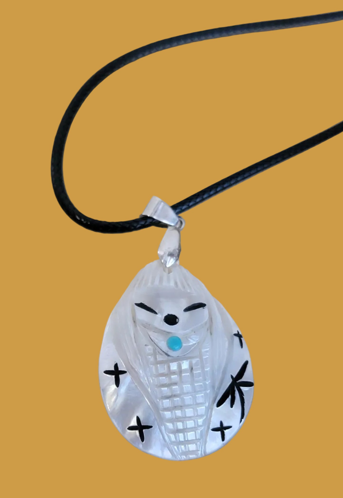 Mother of Pearl Double Sided Zuni Fetish Maiden Pendant Indian Jewelry